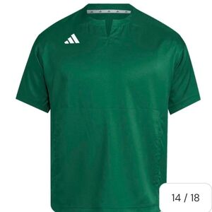 Adidas Green Short Sleeve Top with White Logo & Pockets